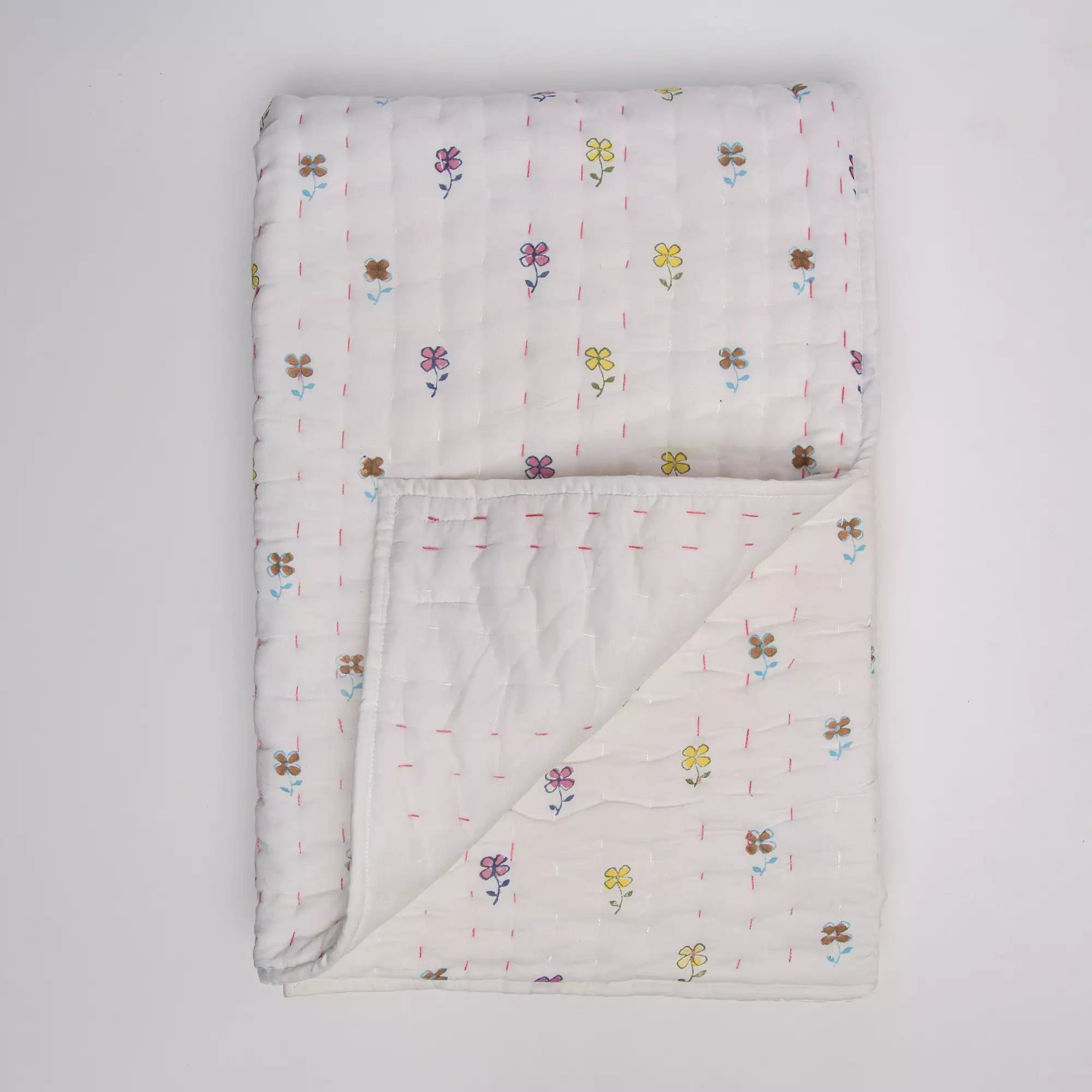 Multifloral Handmade Kantha Cotton Skin Friendly Baby Quilt 101